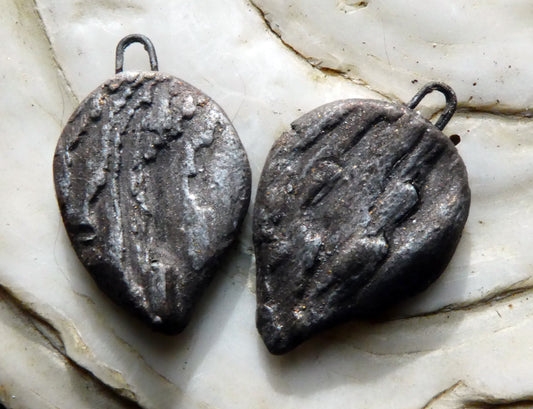 Ceramic Driftwood Textured Drops - Silver