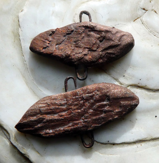 Ceramic Driftwood Textured Connectors - Copper