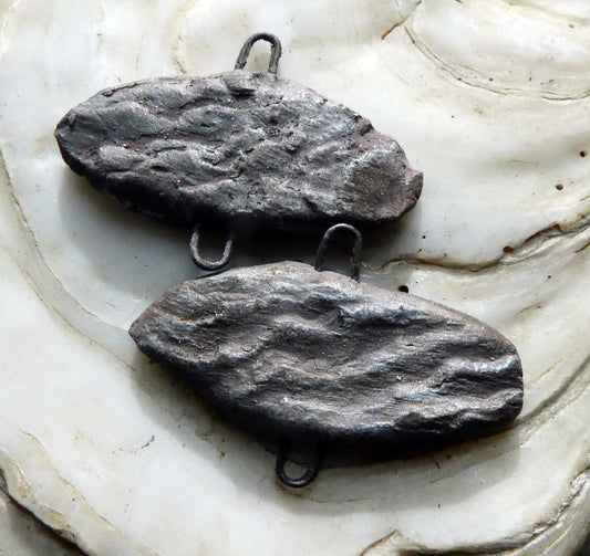 Ceramic Driftwood Textured Connectors - Silver