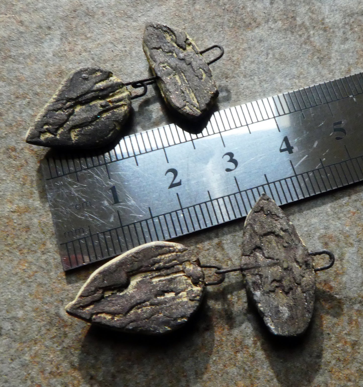 Ceramic Driftwood Textured Dangles - Pale Olive