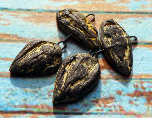 Ceramic Driftwood Textured Dangles - Pale Olive