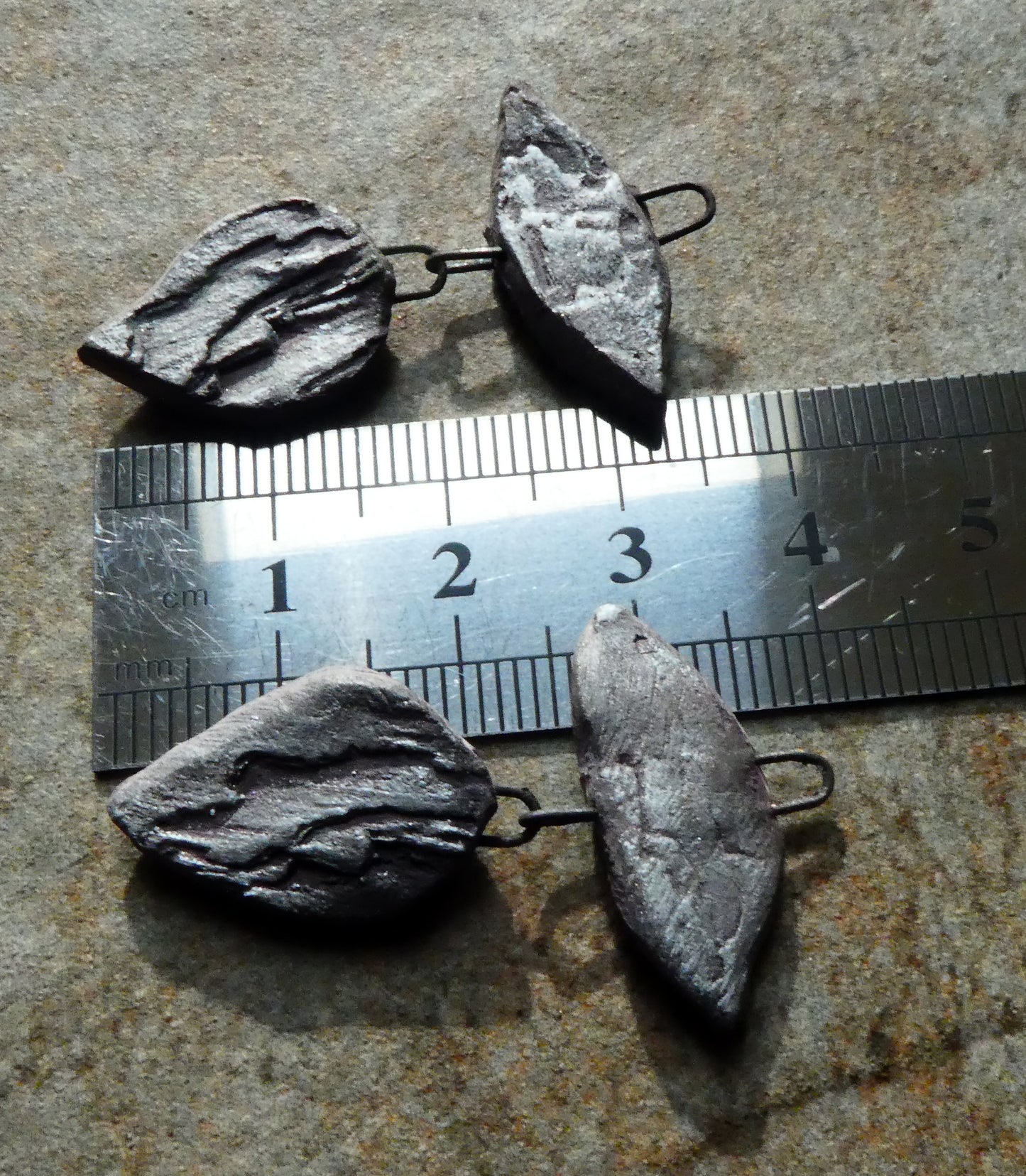 Ceramic Driftwood Textured Dangles - Warm Grey
