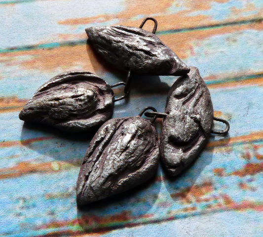 Ceramic Driftwood Textured Dangles - Warm Grey