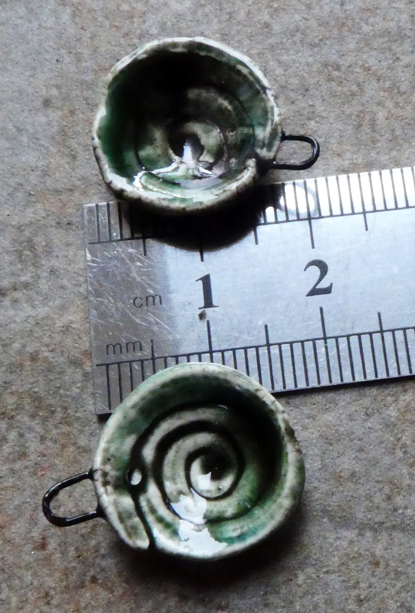 Ceramic Reversible Shell Charms -Algae Bloom