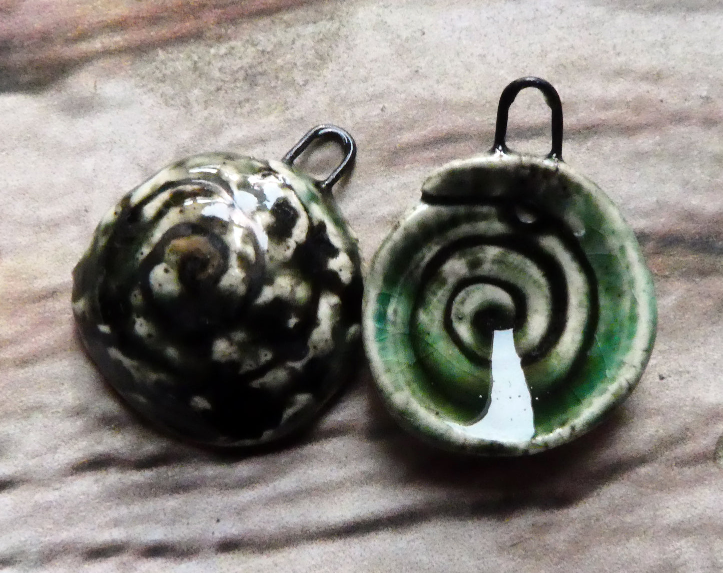 Ceramic Reversible Shell Charms -Algae Bloom