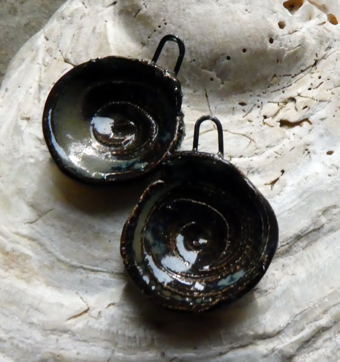 Ceramic Reversible Shell Charms -Blue Grotto