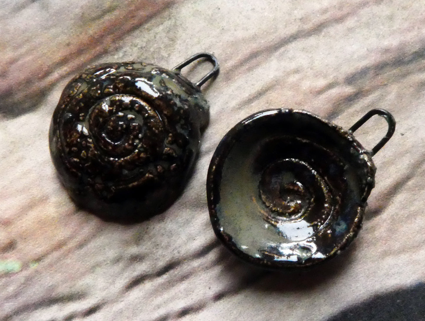 Ceramic Reversible Shell Charms -Blue Grotto