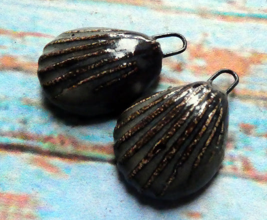 Ceramic Shell Charms - Blue Grotto