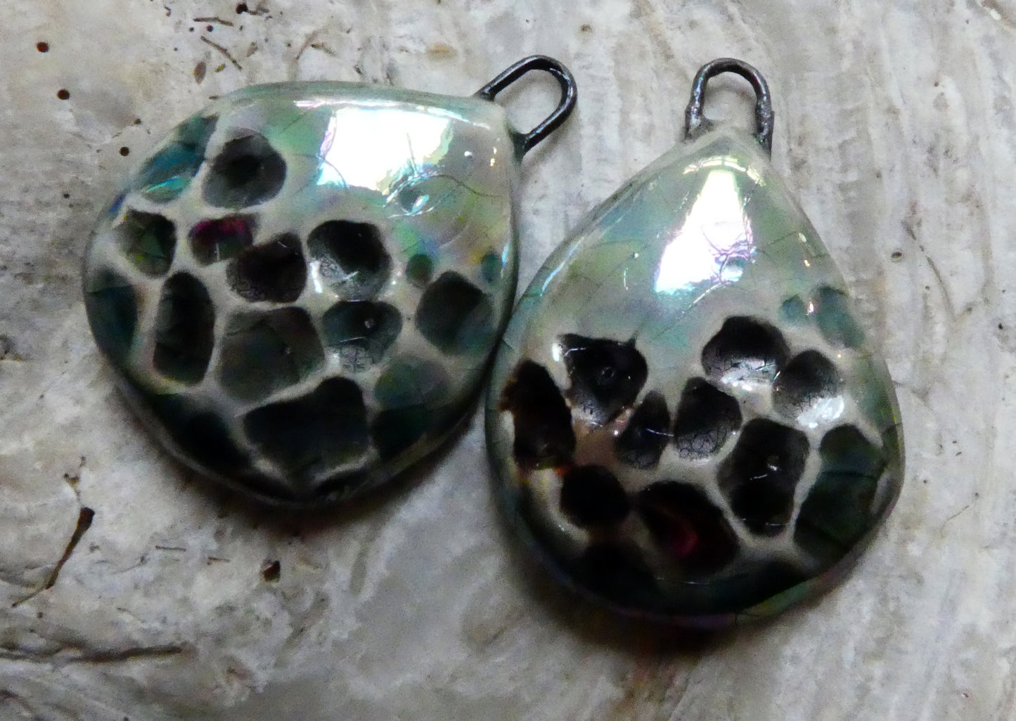 Ceramic Lustrous Seastone Charms -Water
