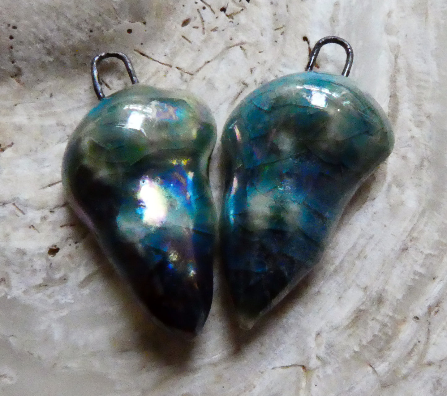 Ceramic Lustrous Conical Shell Charms -Oriental Blue