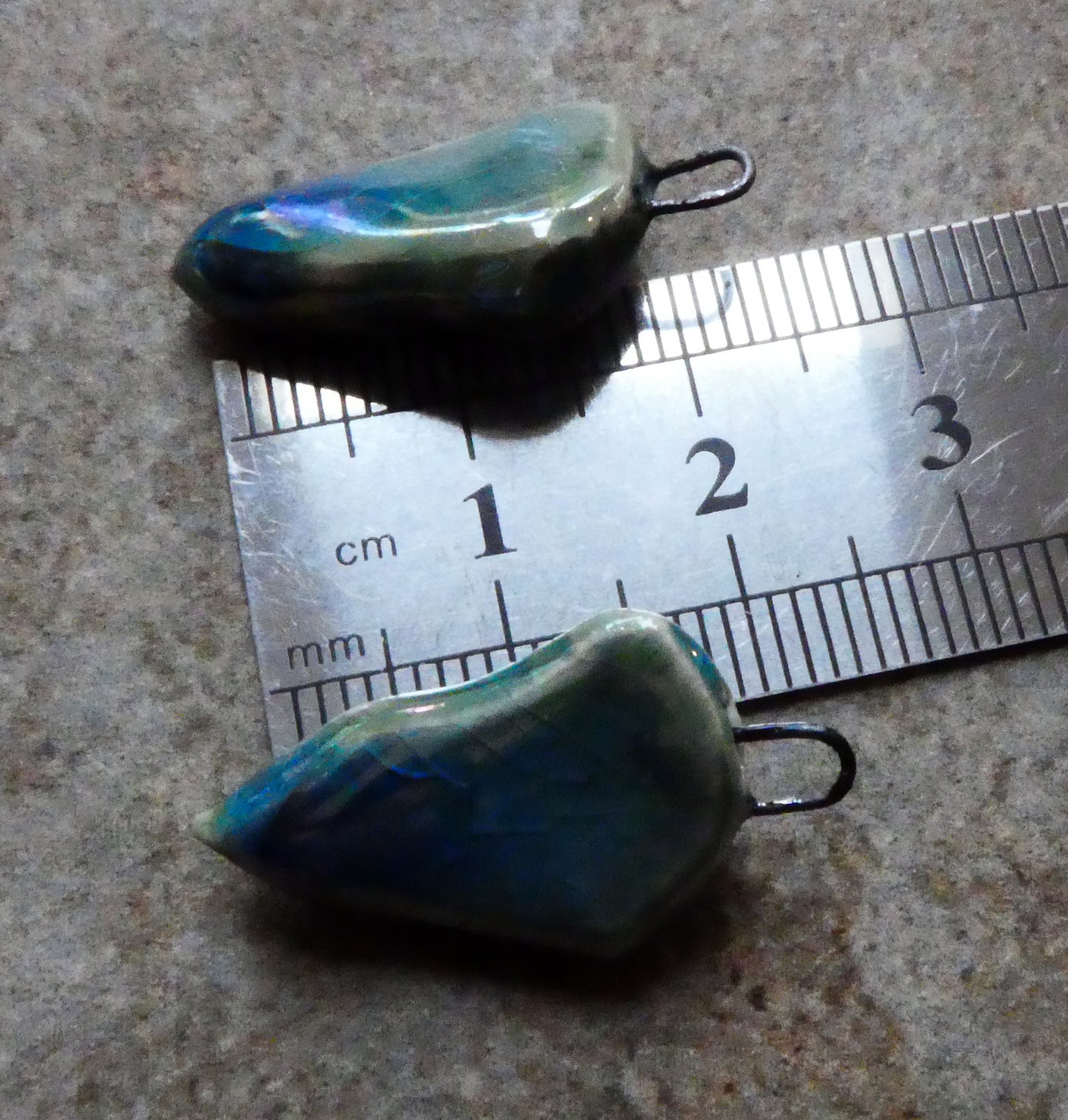 Ceramic Lustrous Conical Shell Charms -Oriental Blue