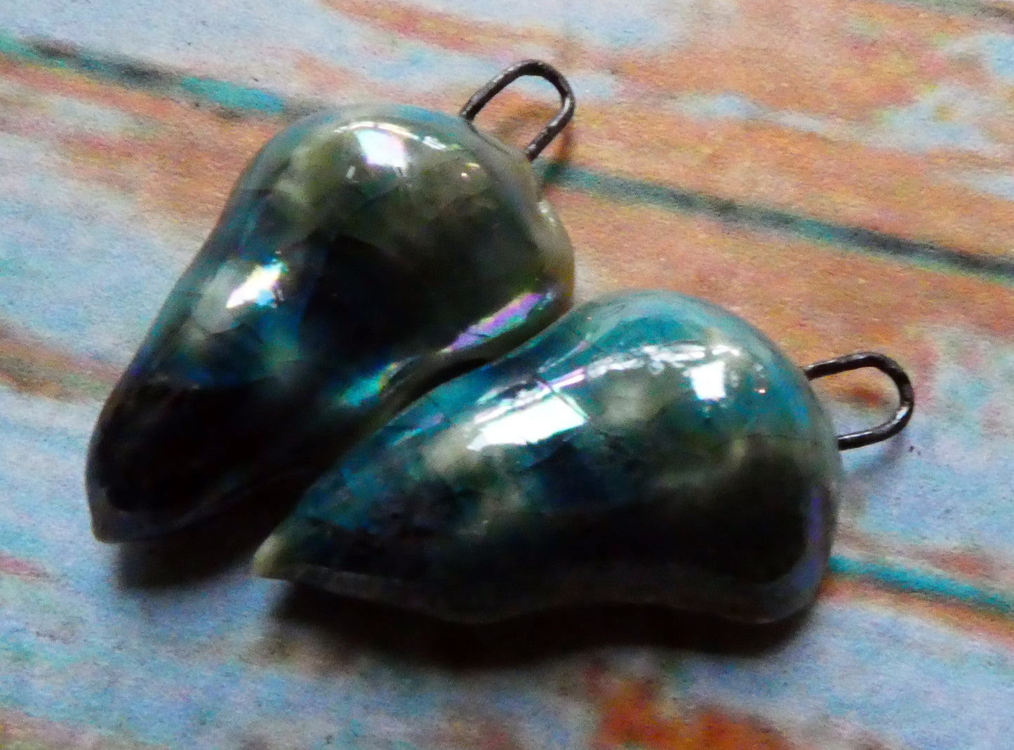 Ceramic Lustrous Conical Shell Charms -Oriental Blue