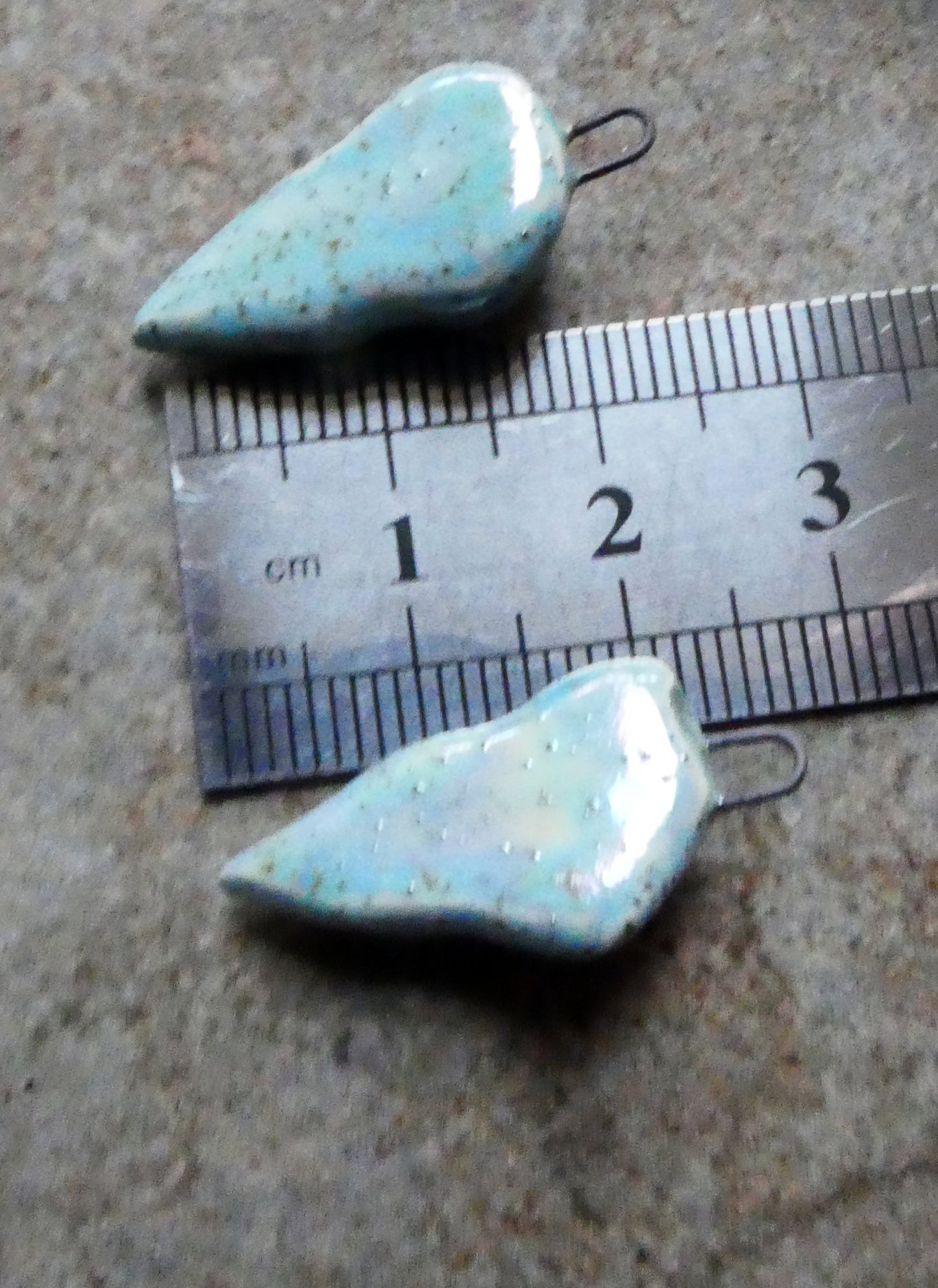 Ceramic Lustrous Conical Shell Charms -Turquoise Sandstone
