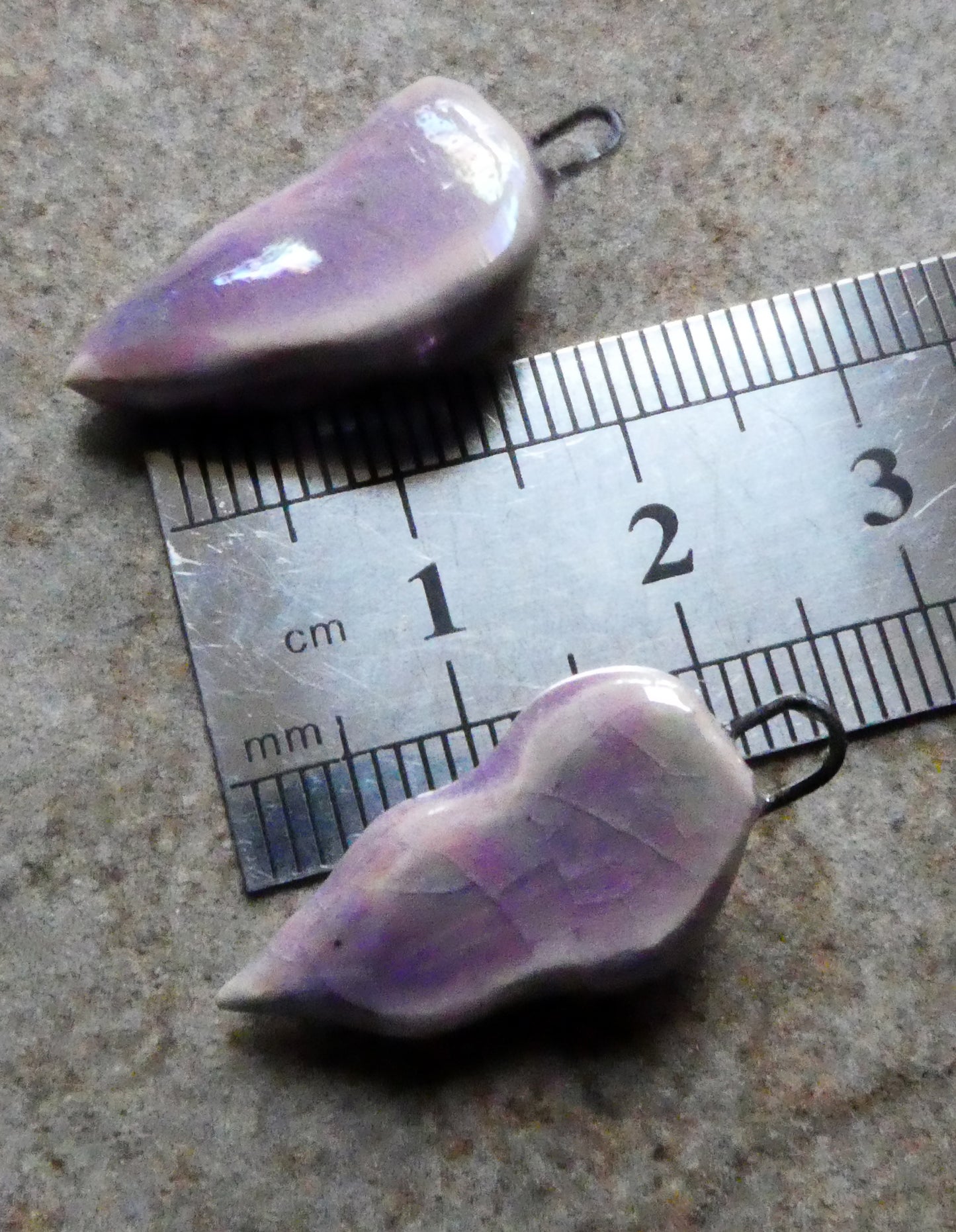 Ceramic Lustrous Conical Shell Charms -Amethyst