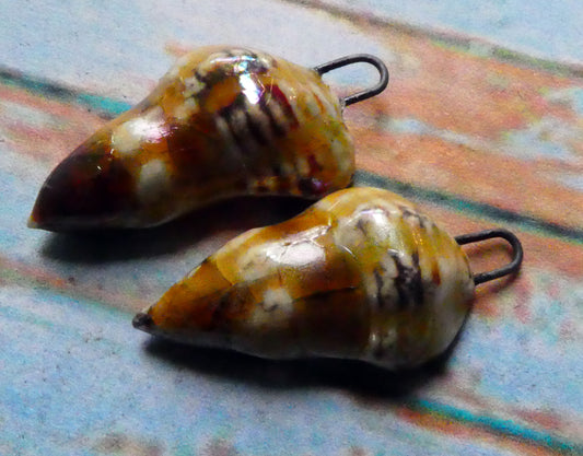 Ceramic Lustrous Conical Shell Charms -Dune