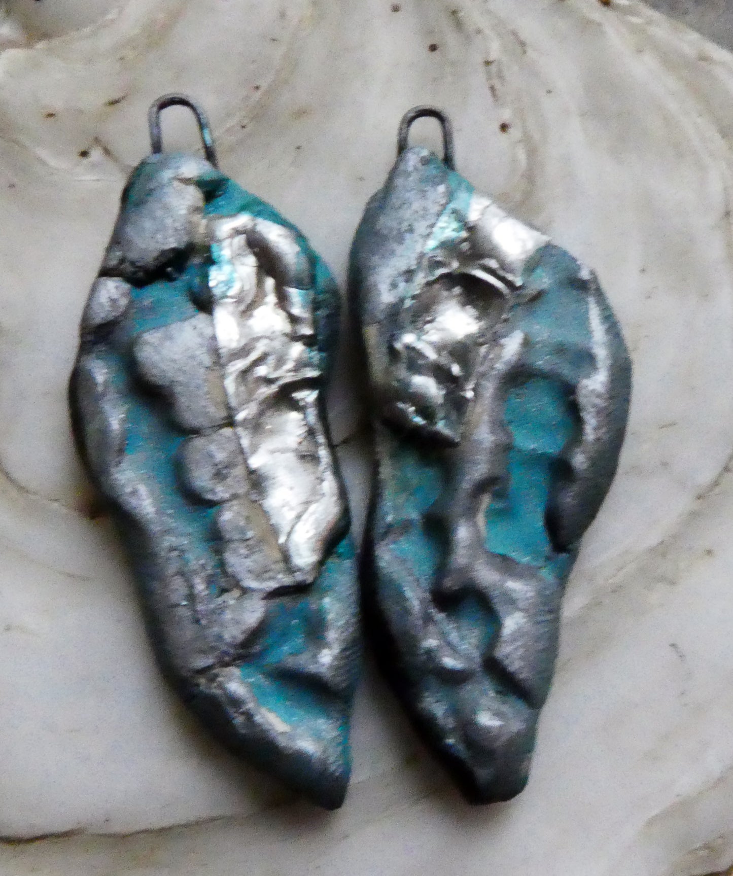 Ceramic Seaweed Textured Shards -Deep Turquoise