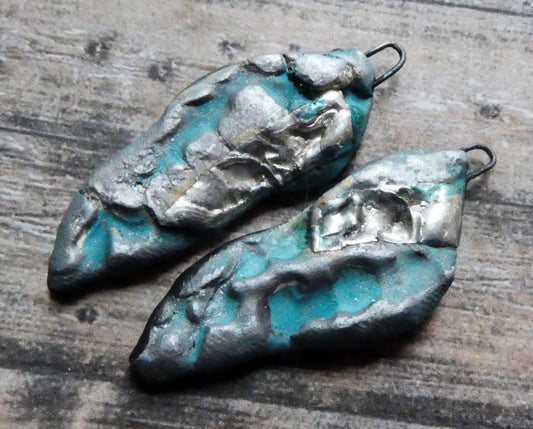 Ceramic Seaweed Textured Shards -Deep Turquoise