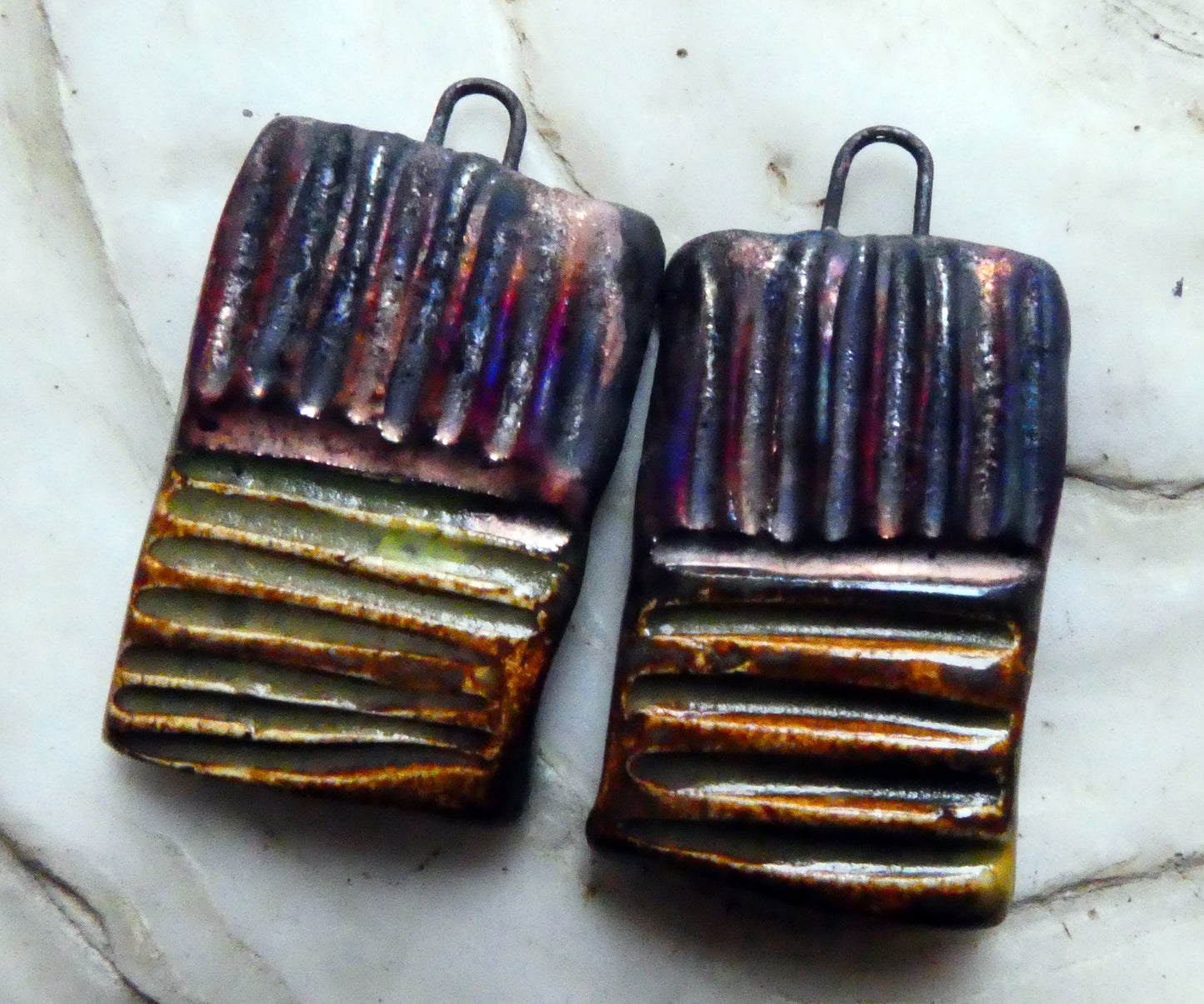 Ceramic Scorchy Textured Tablet Charms - Dune