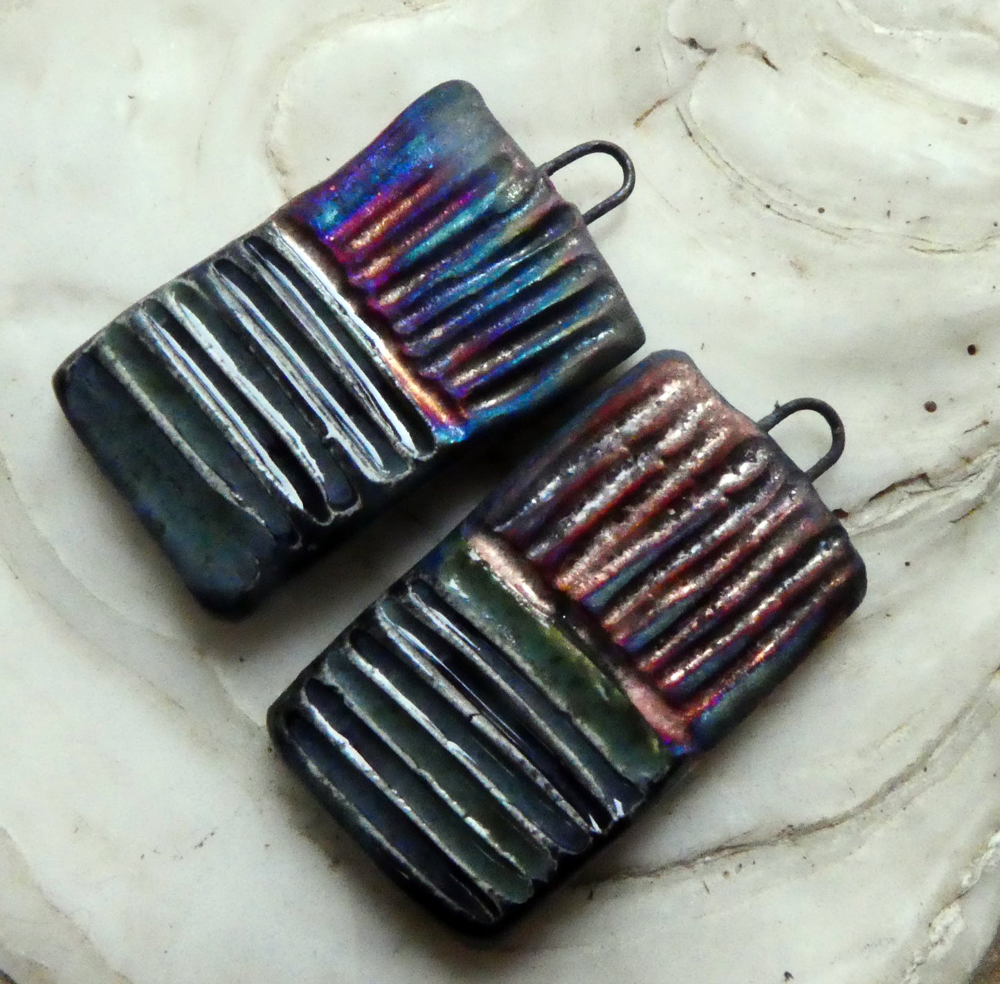 Ceramic Scorchy Textured Tablet Charms - Obsidian