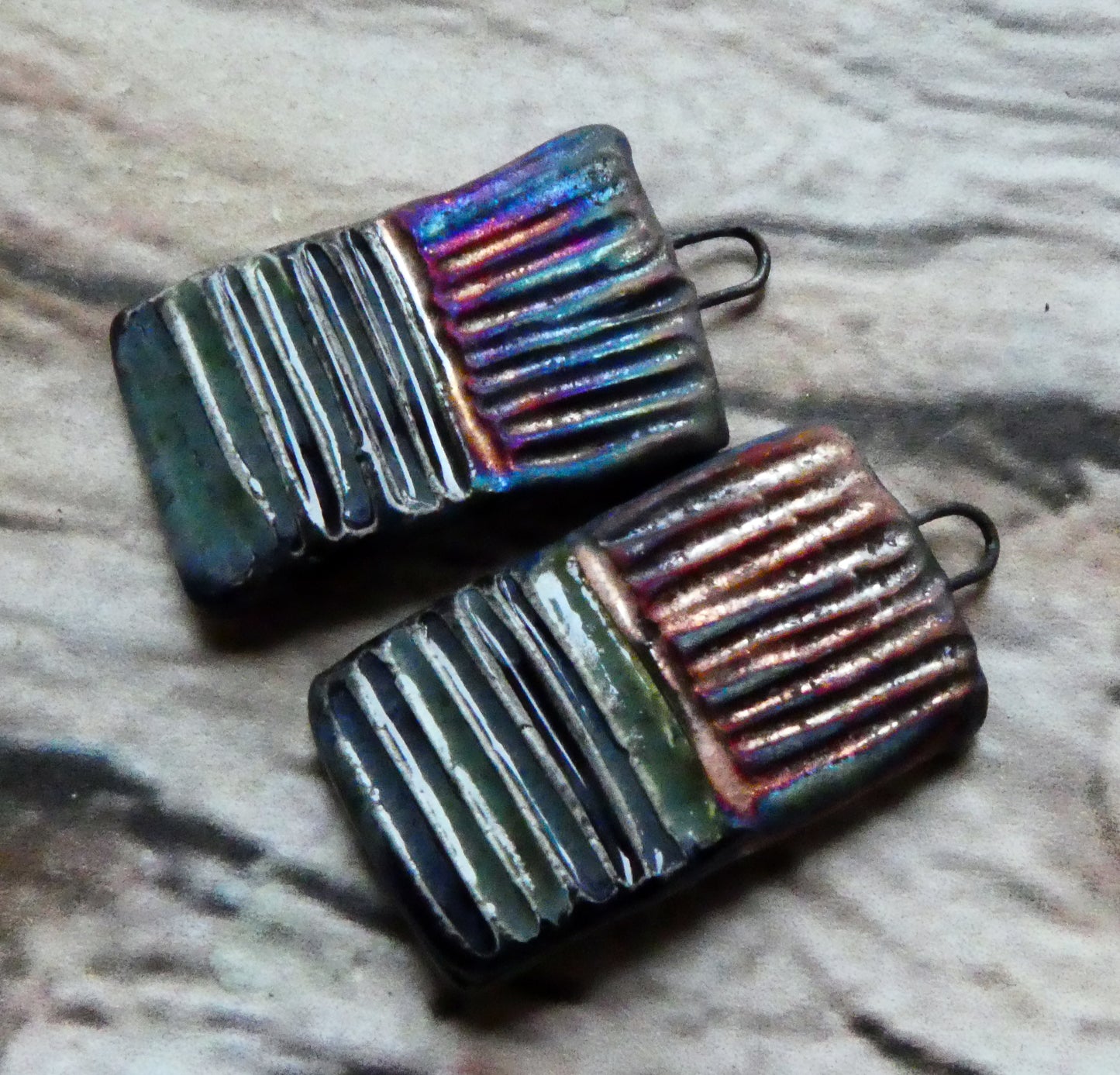Ceramic Scorchy Textured Tablet Charms - Obsidian
