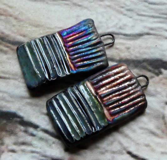 Ceramic Scorchy Textured Tablet Charms - Obsidian