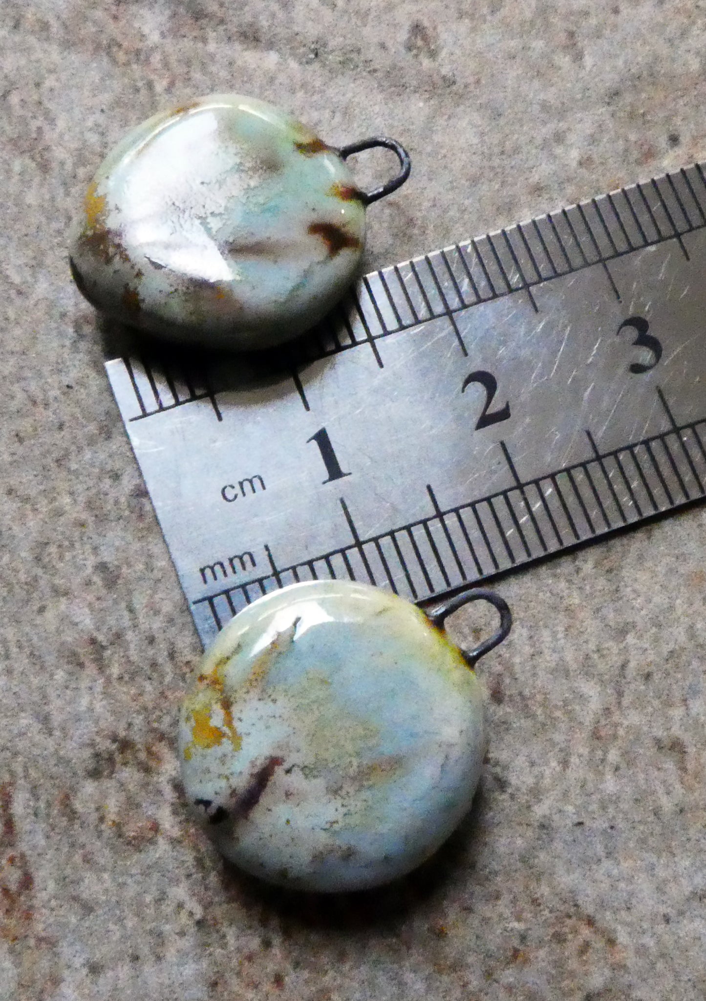 Ceramic Moulded Ammonite Charms- Spotted Malachite