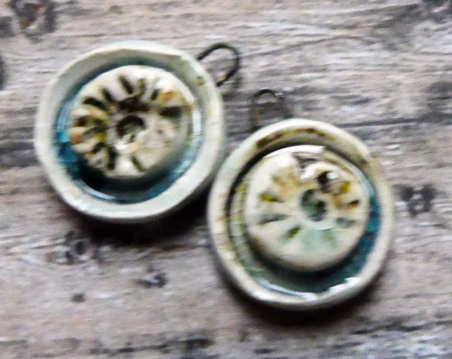 Ceramic Moulded Ammonite Charms- Water