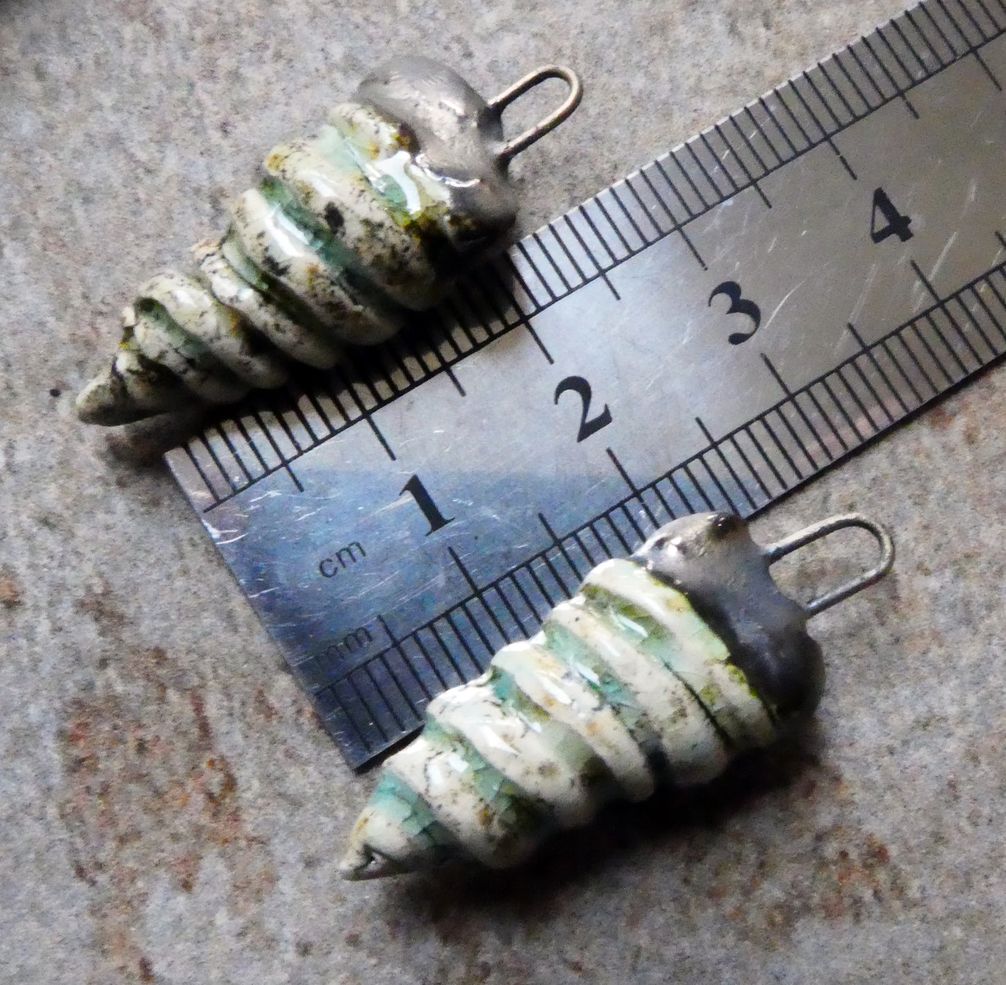 Ceramic Hollow Spiral Shell Charms - Water