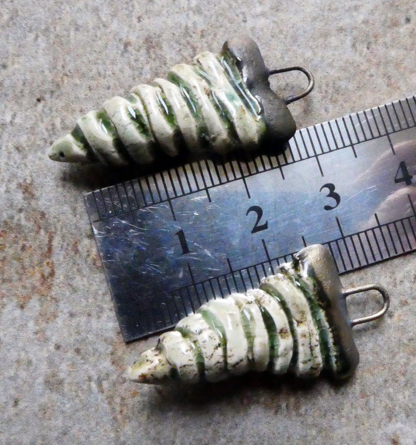 Ceramic Hollow Spiral Shell Charms - Green Tea