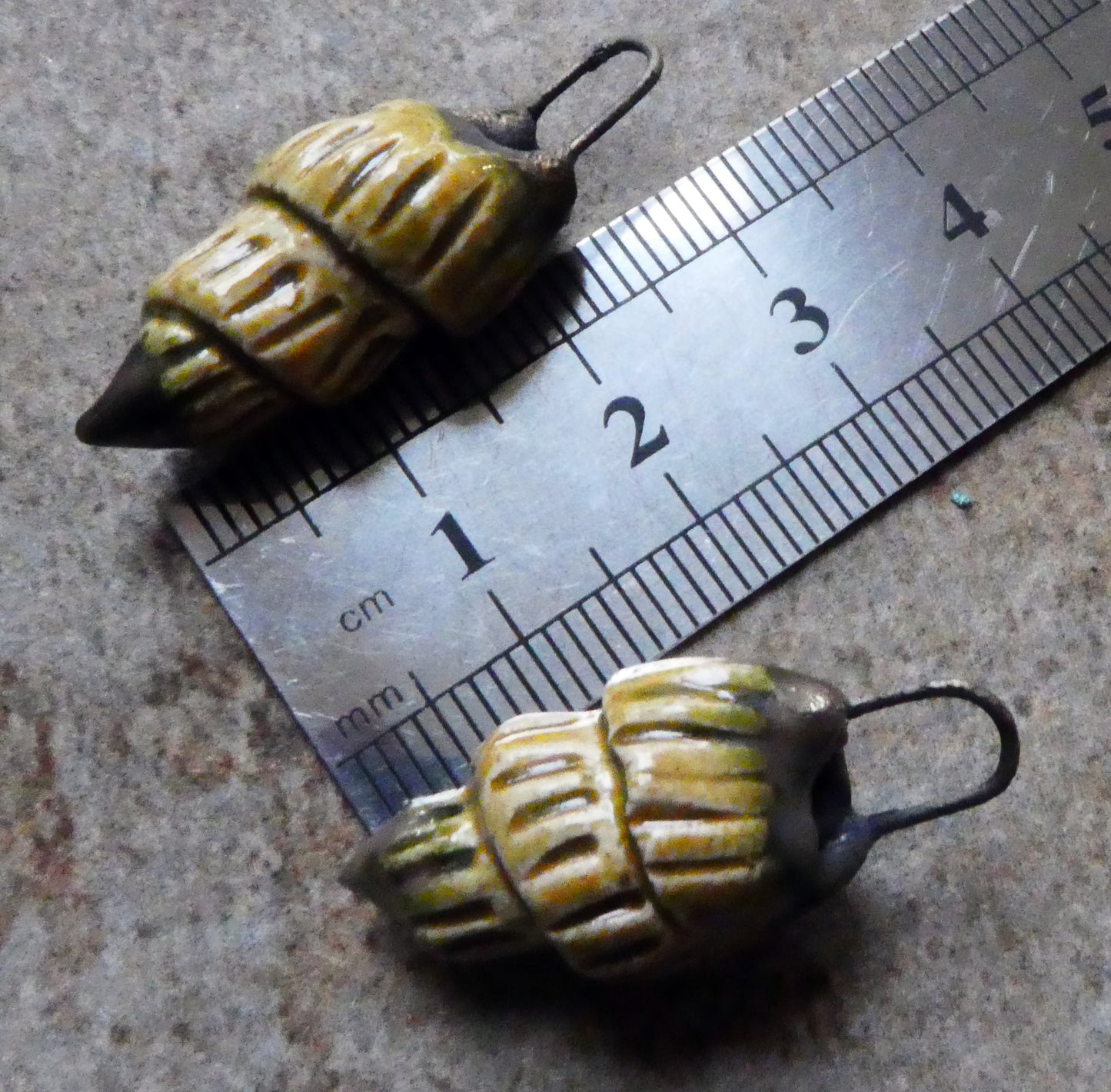 Ceramic Textured Spiral Shell Charms - Dune