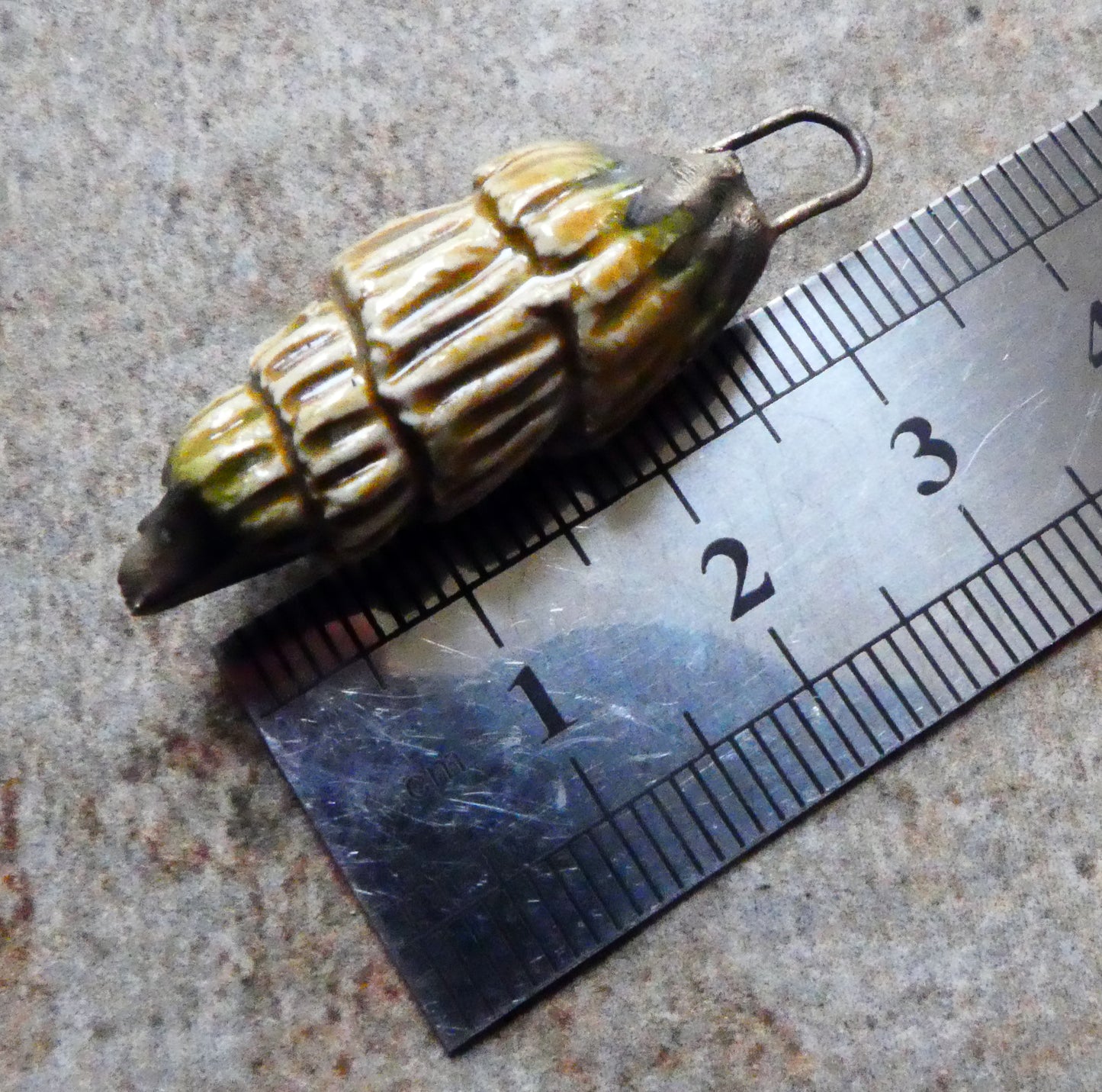 Ceramic Textured Spiral Shell Dangle - Dune