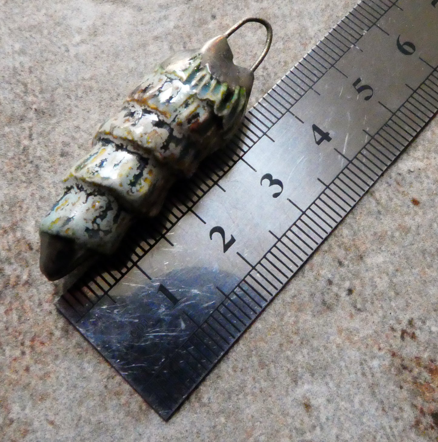 Ceramic Textured Spiral Shell Dangle - Spotted Malachite