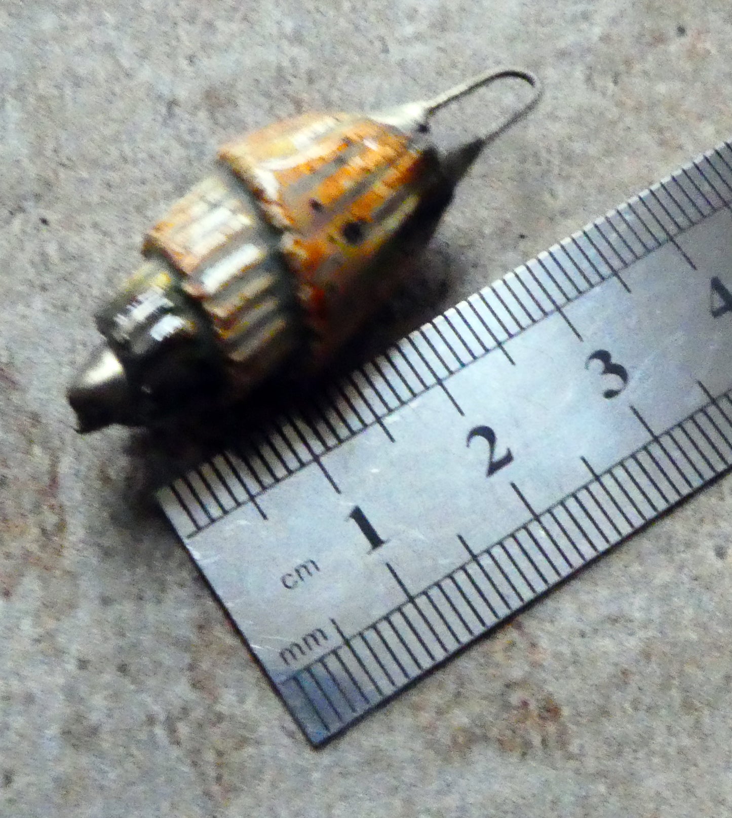Ceramic Textured Spiral Shell Dangle - Amber Ash