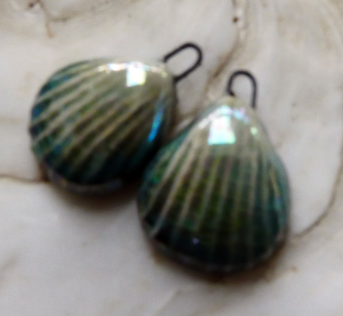 Ceramic Lustrous Shell Charms -Egyptian Blue Crackle
