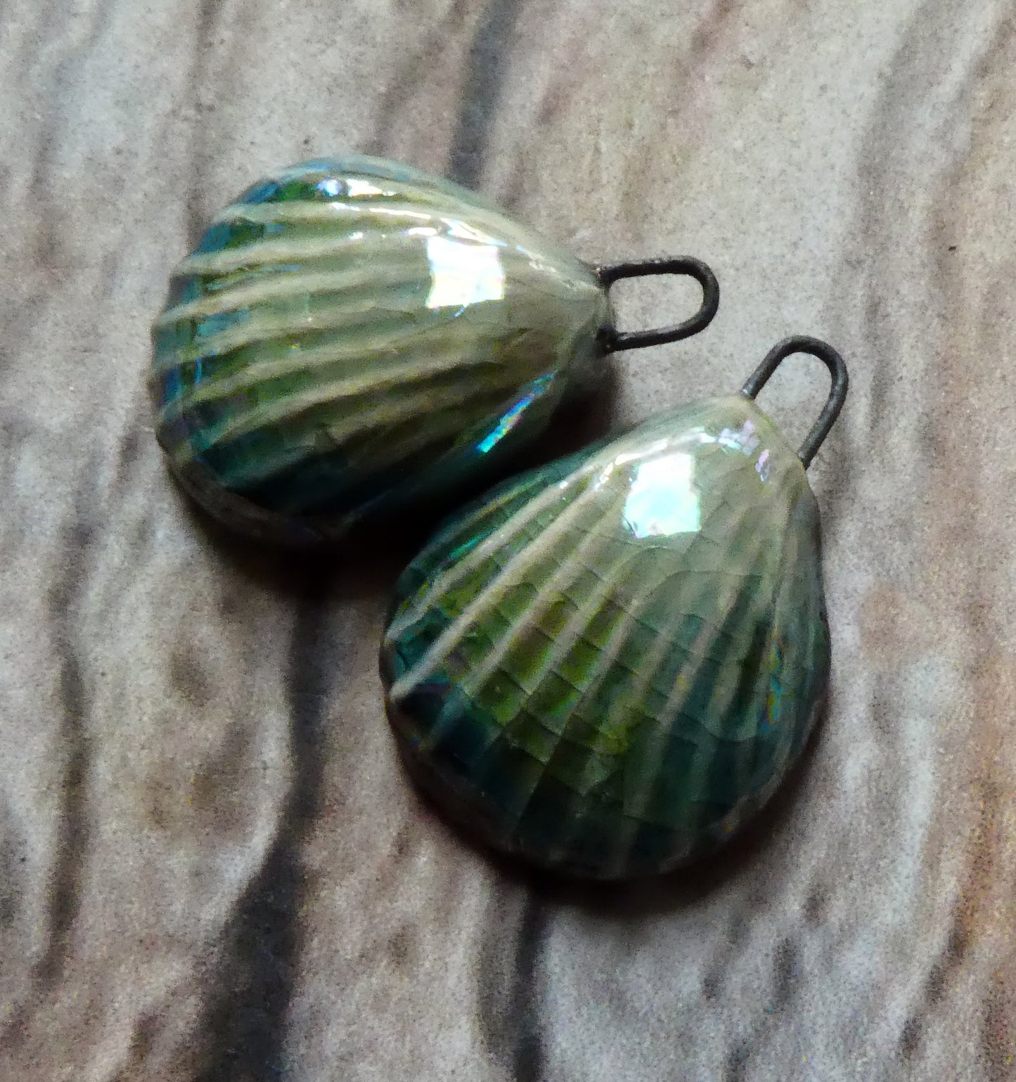 Ceramic Lustrous Shell Charms -Water