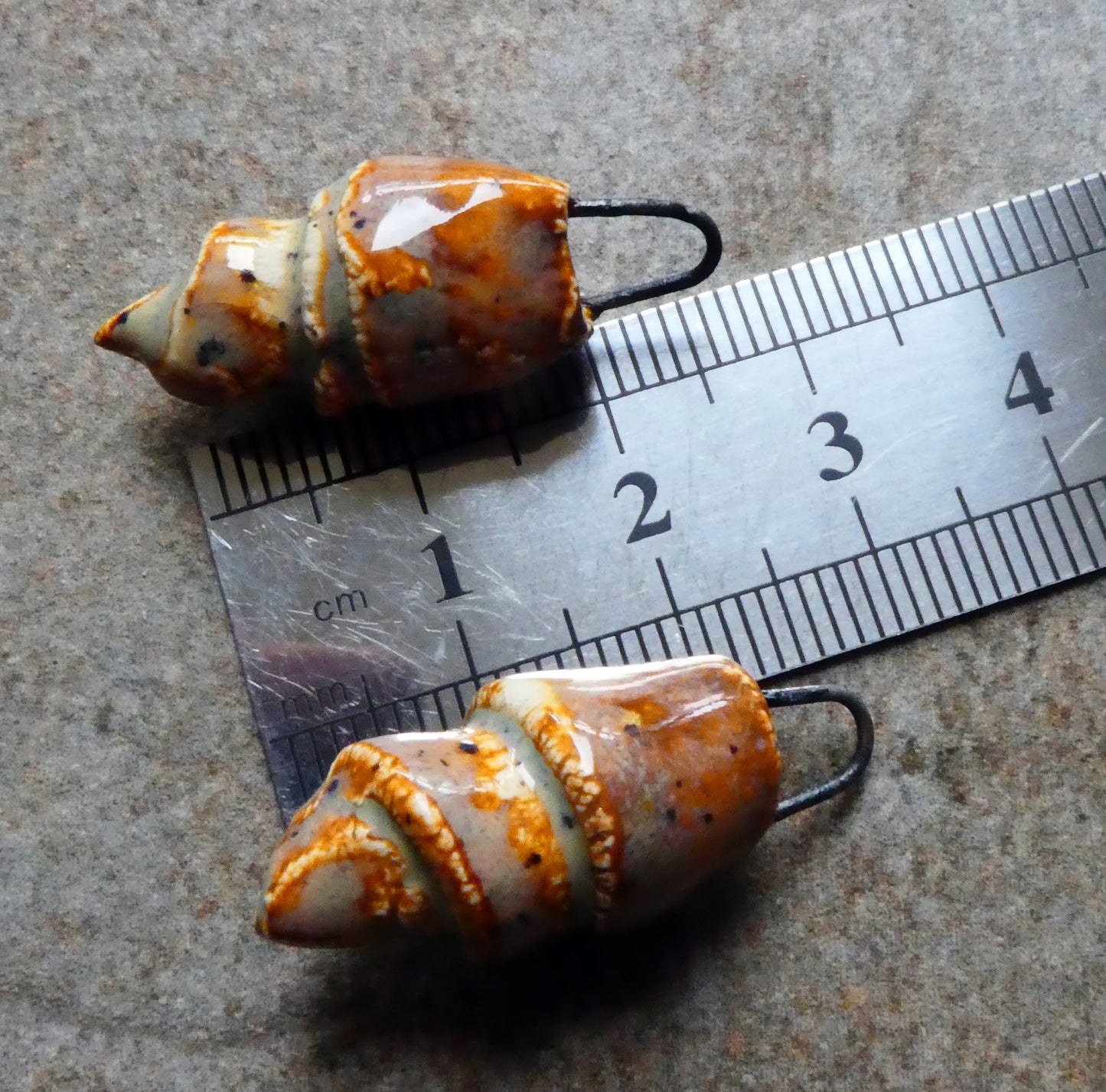 Ceramic Conical Shell Charms - Amber Ash