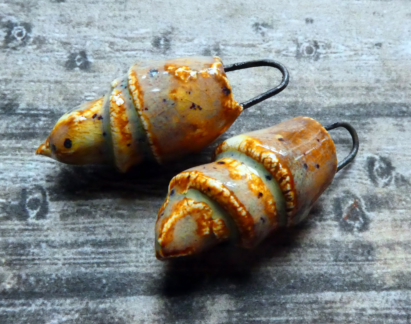 Ceramic Conical Shell Charms - Amber Ash