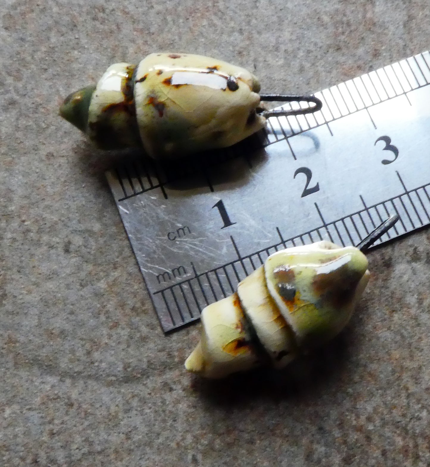 Ceramic Conical Shell Charms - Cappuccino Mint