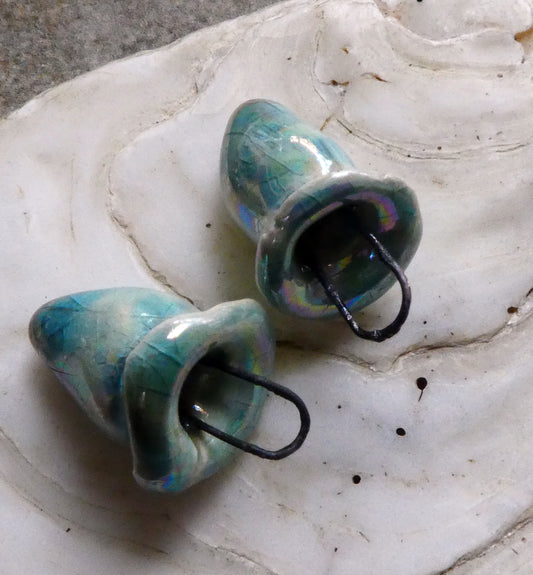 Ceramic Lustrous Deep Sea Creatures Charms -Egyptian Blue Crackle