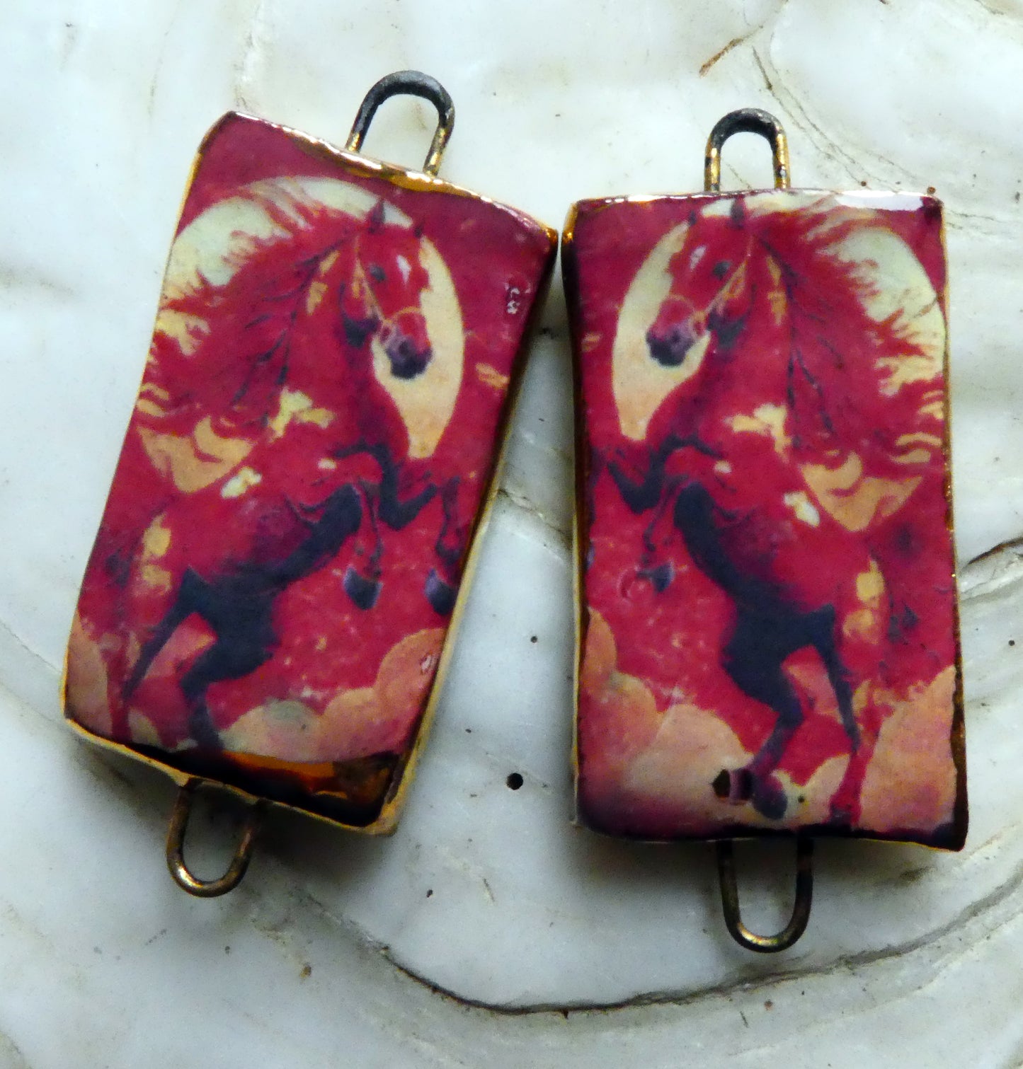 Ceramic Firehorse Earring Connectors - #2