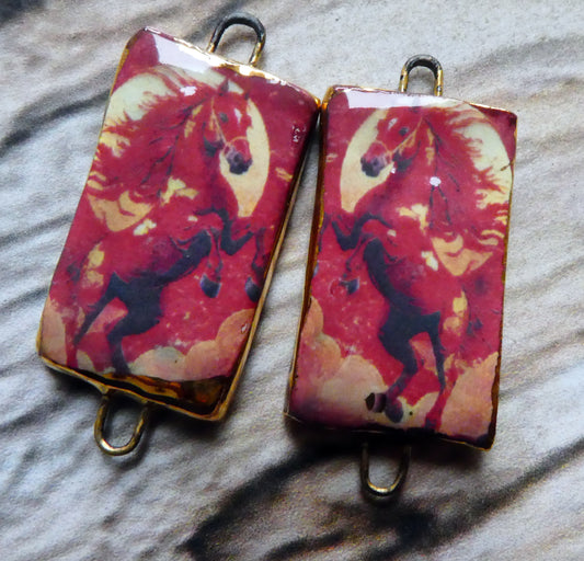 Ceramic Firehorse Earring Connectors - #2