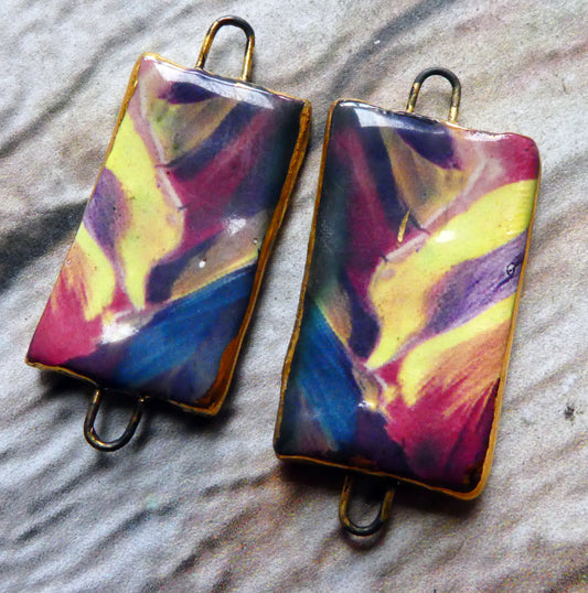 Ceramic Rainbow Dunes Earring Connectors