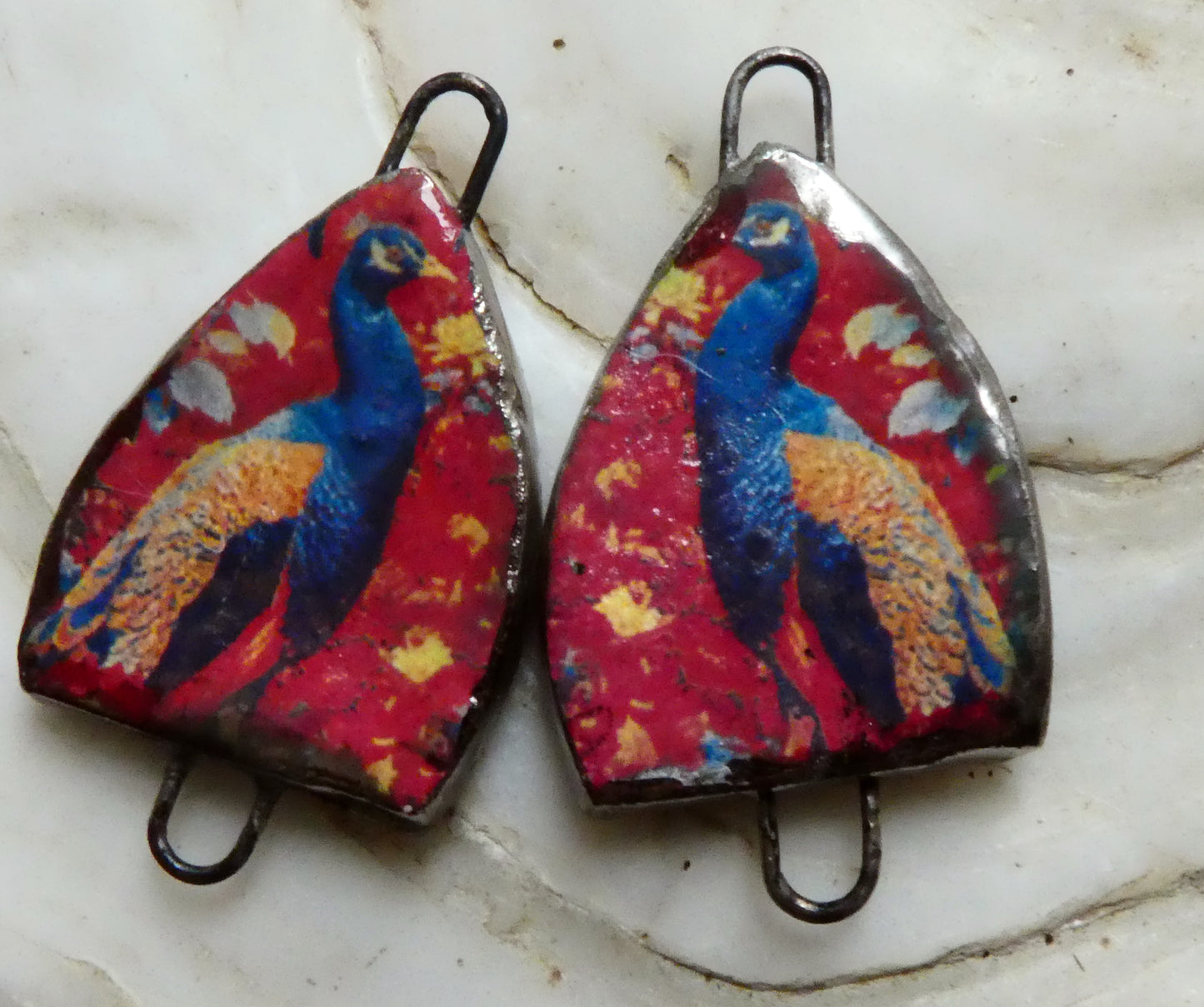 Ceramic Arch Chinese Art Earring Connectors - #2