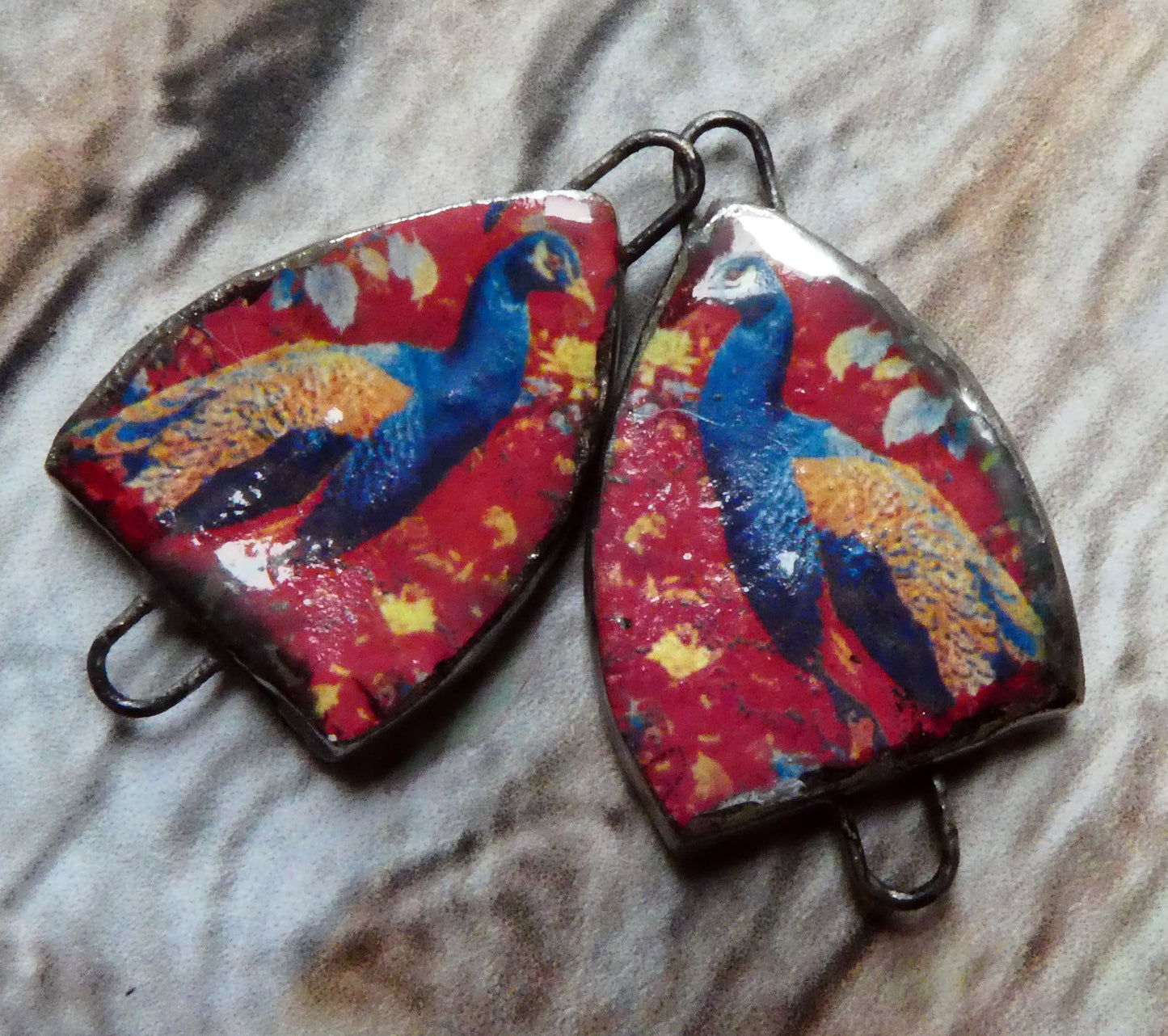 Ceramic Arch Chinese Art Earring Connectors - #2