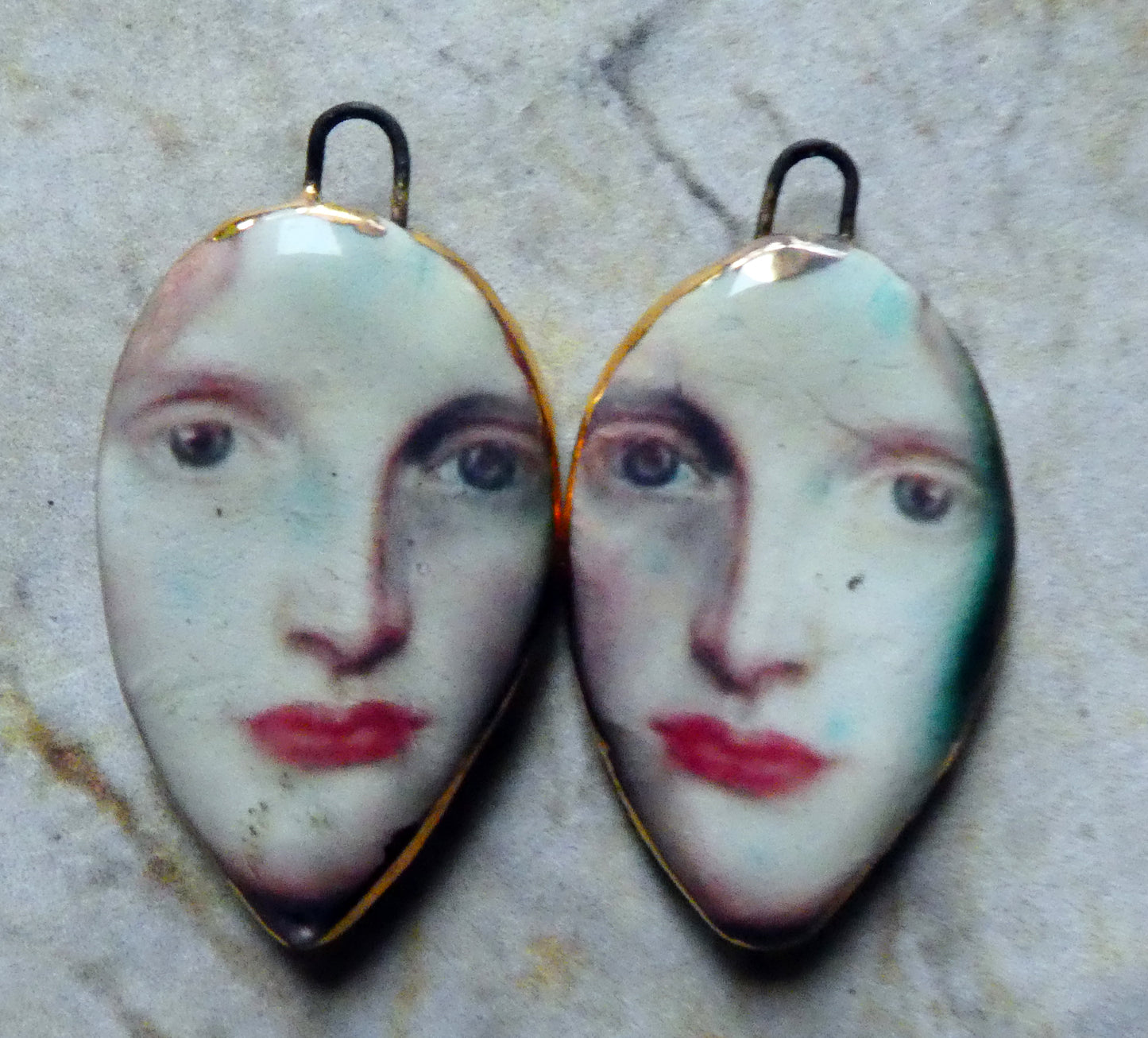 Ceramic Rosetti Decal Face Charms -#1