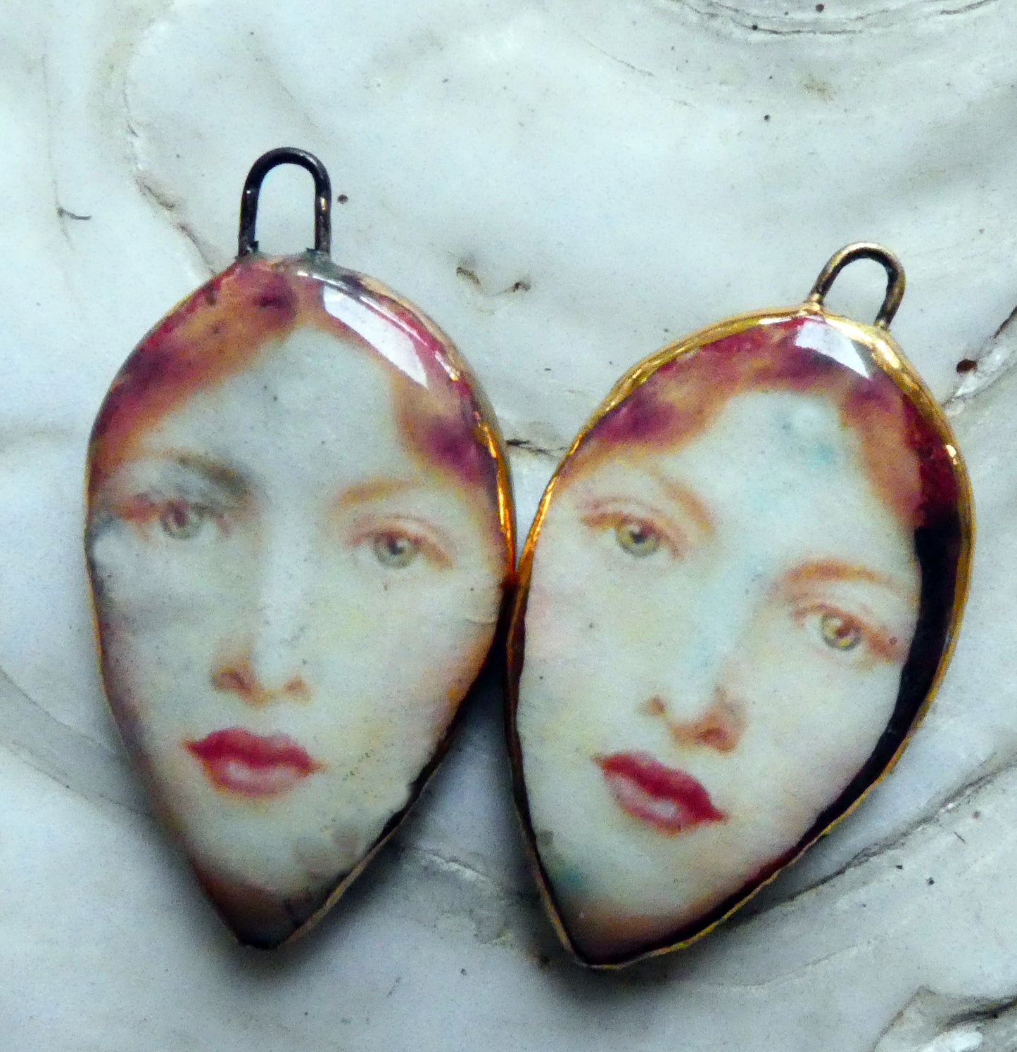 Ceramic Rosetti Decal Face Charms -#2