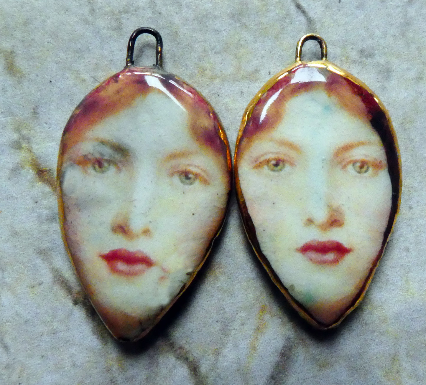 Ceramic Rosetti Decal Face Charms -#2