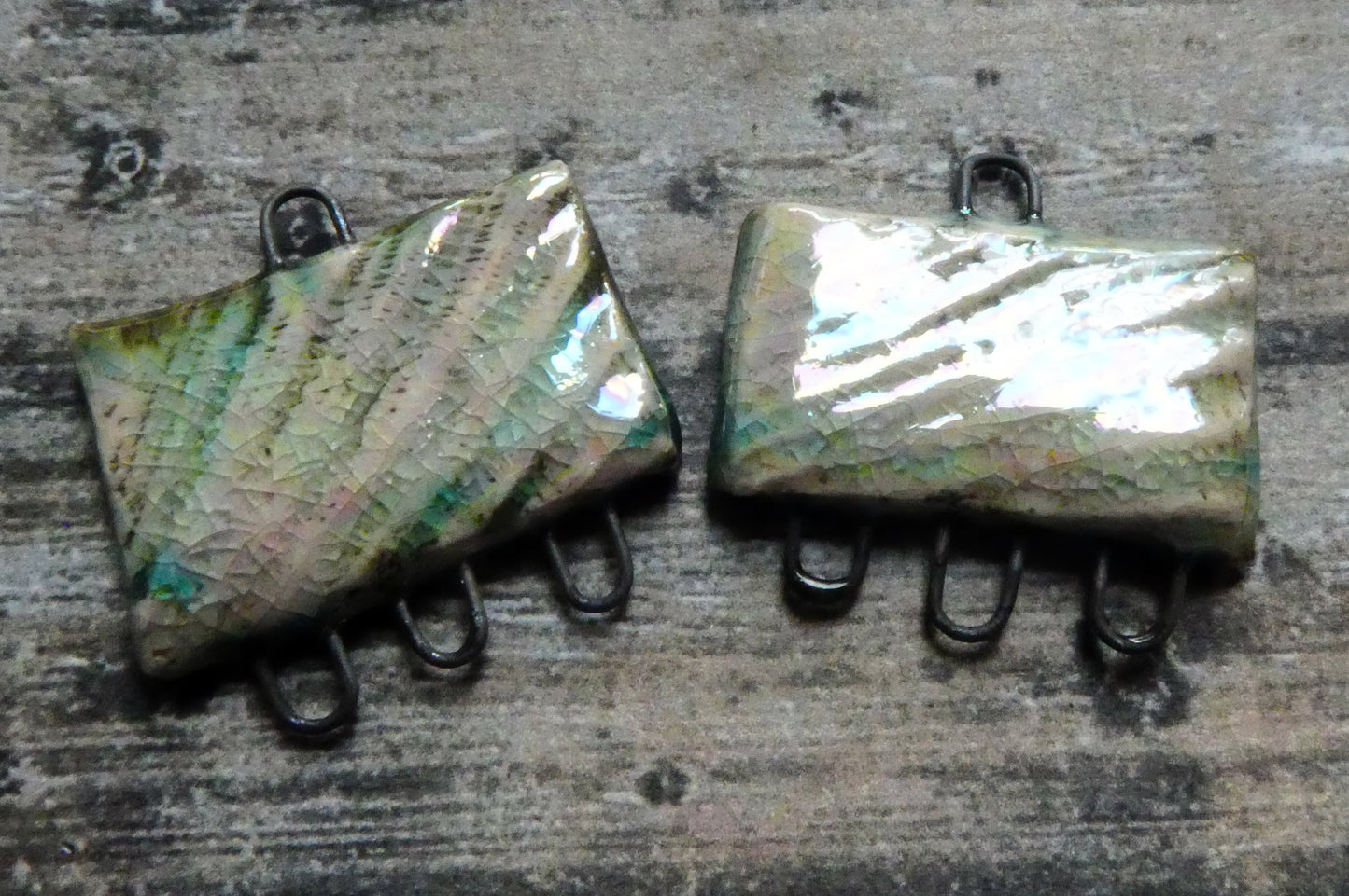 Ceramic Shell Textured Oblong Connectors - Orchid