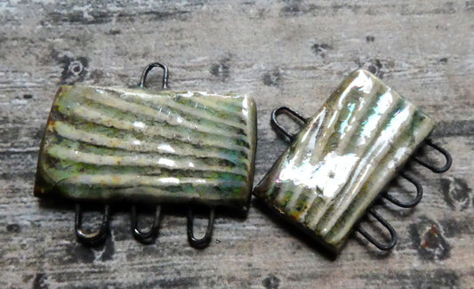 Ceramic Shell Textured Oblong Connectors - Water