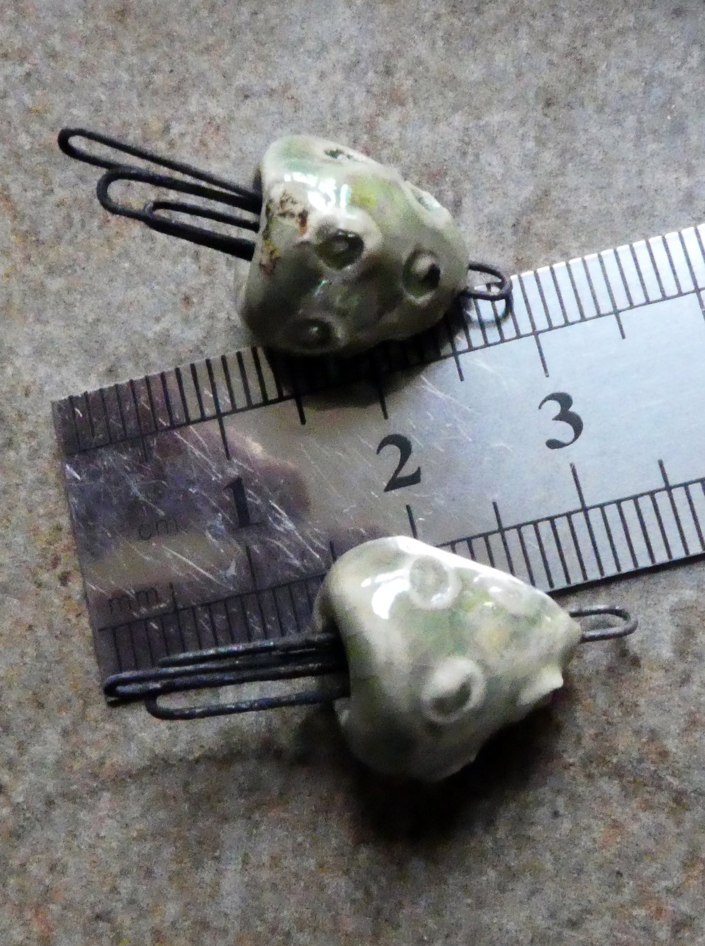 Ceramic Lustrous Sea Creature Earring Connectors - Green Tea